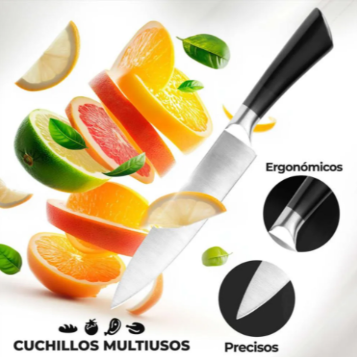 Set Cuchillos Cocina 8 o 9 Piezas Base Acero Inoxidable