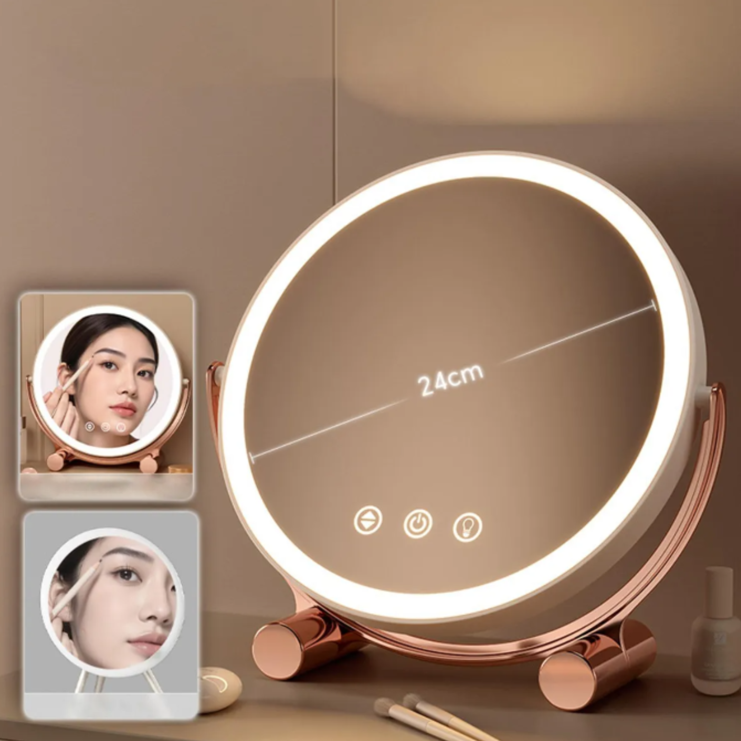 Espejo De Maquillaje Redondo con luz led