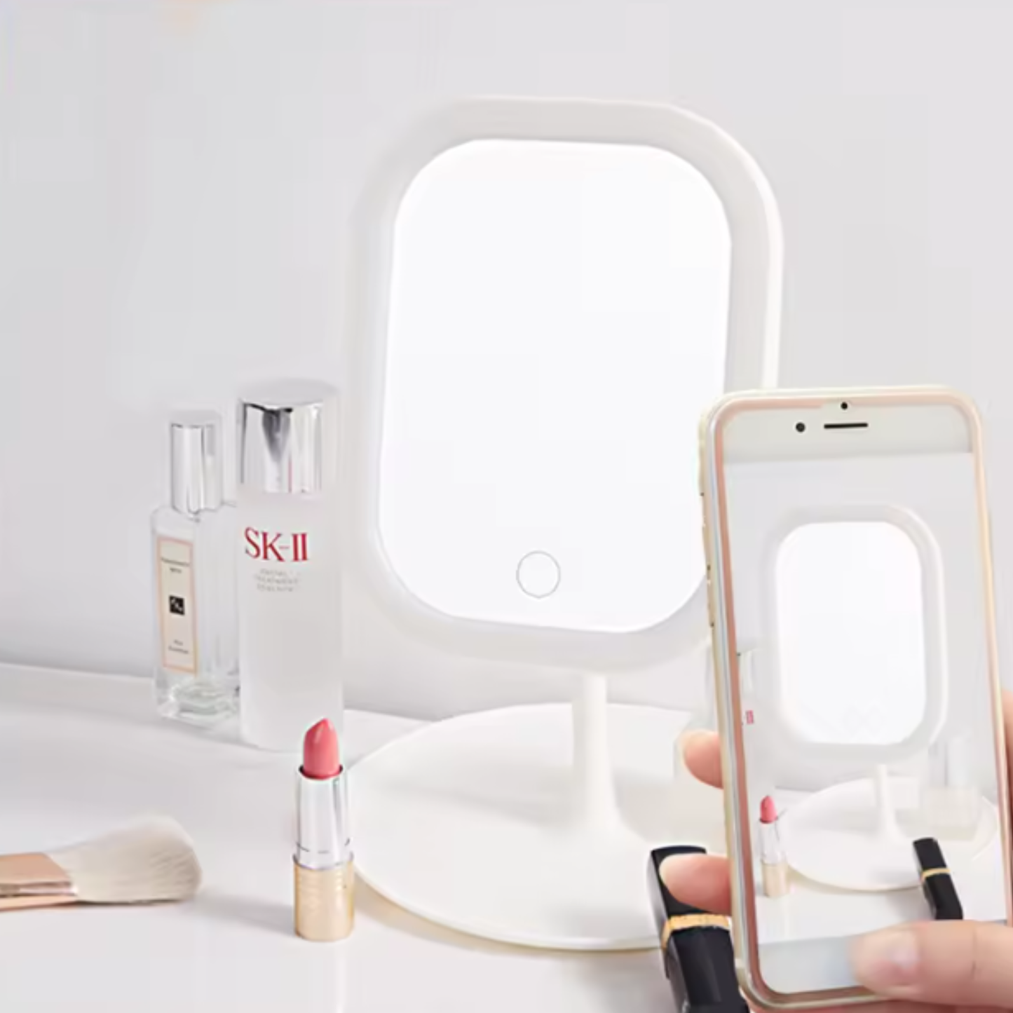 Espejo de maquillaje portátil recargable