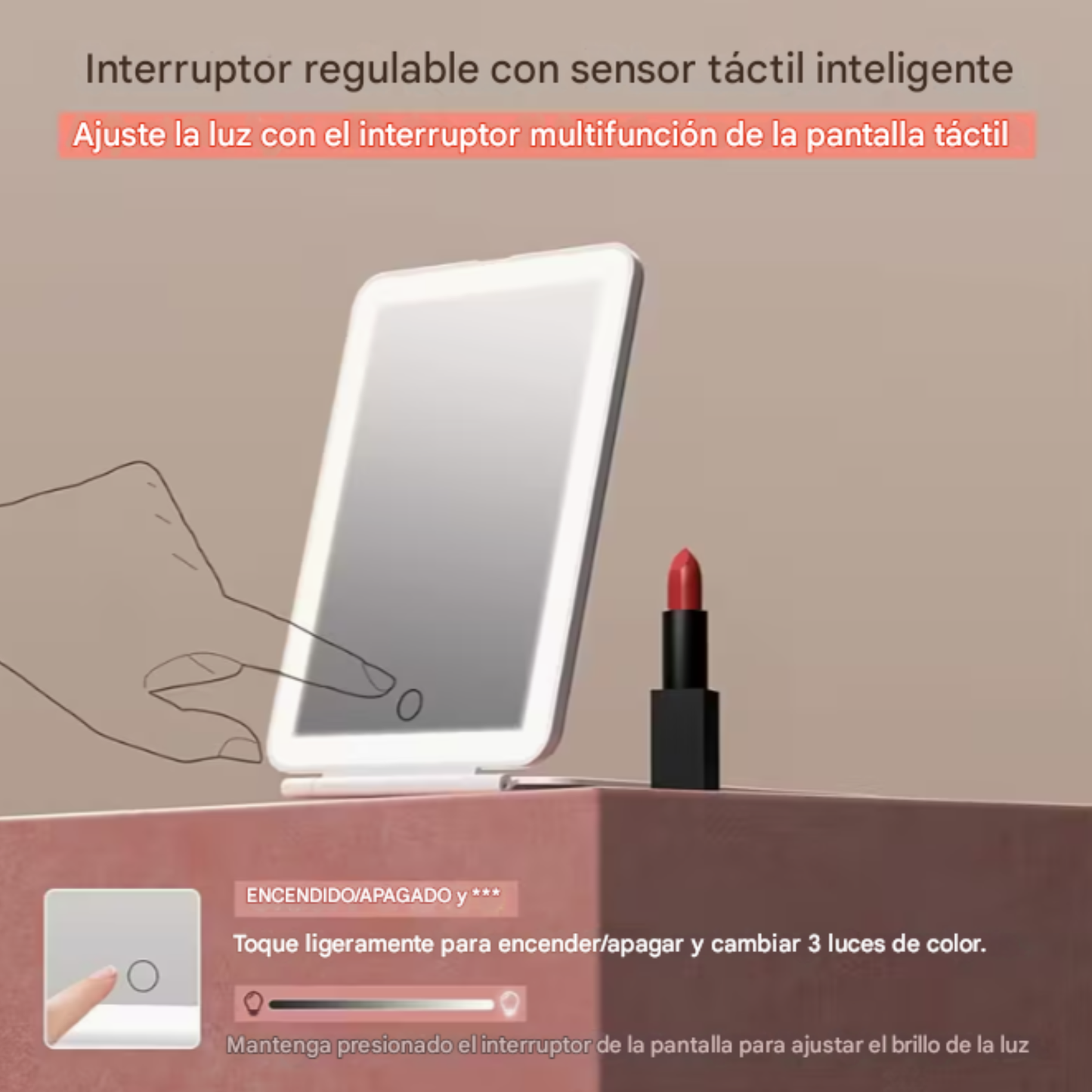 Espejo de Maquillaje Recargable para Viaje