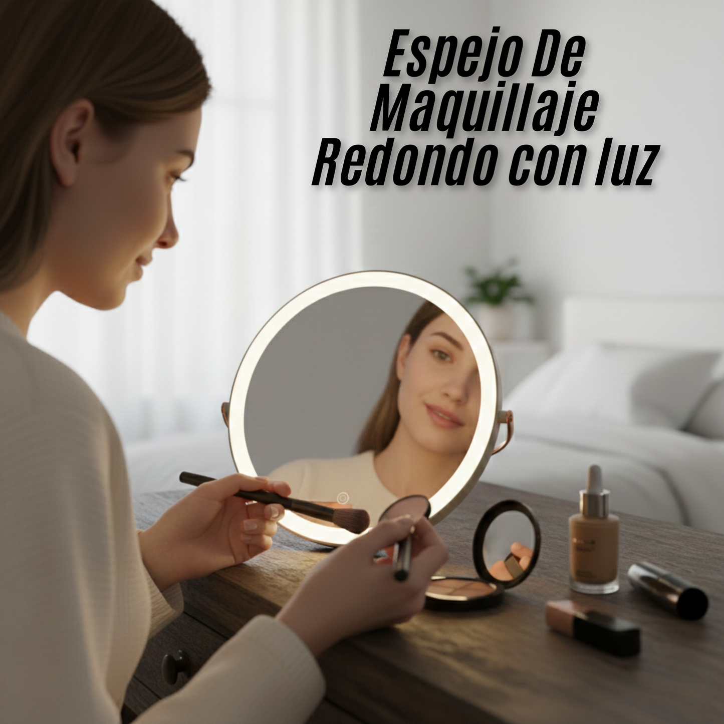 Espejo De Maquillaje Redondo con luz