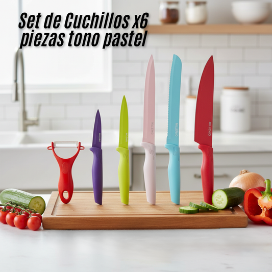 Set de Cuchillos x6 piezas tono pastel