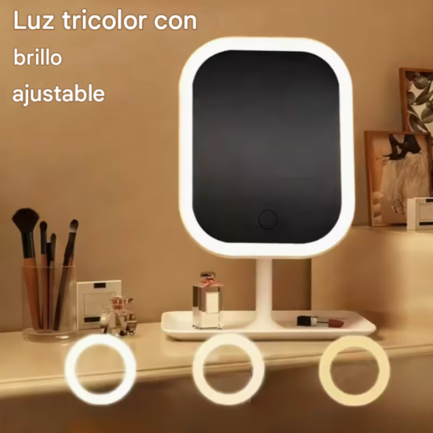Espejo de maquillaje con luz LED