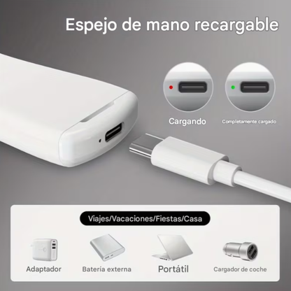Espejo de maquillaje Redondo portátil con luces