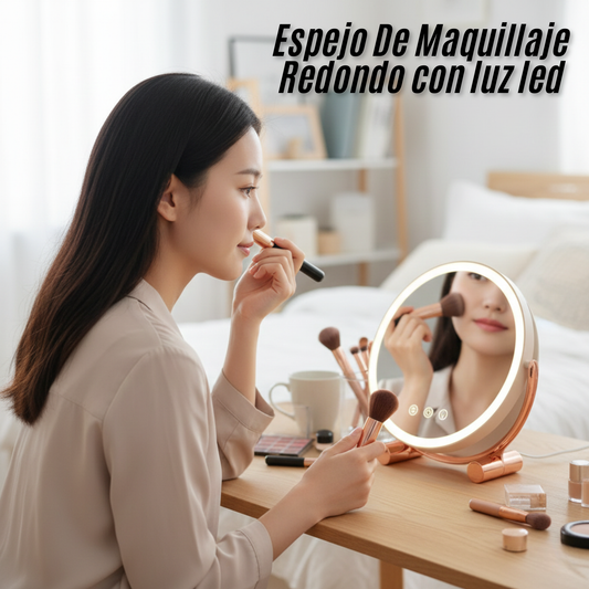 Espejo De Maquillaje Redondo con luz led