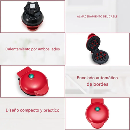 Mini Waflera Eléctrica Antiadherente Forma De Corazón