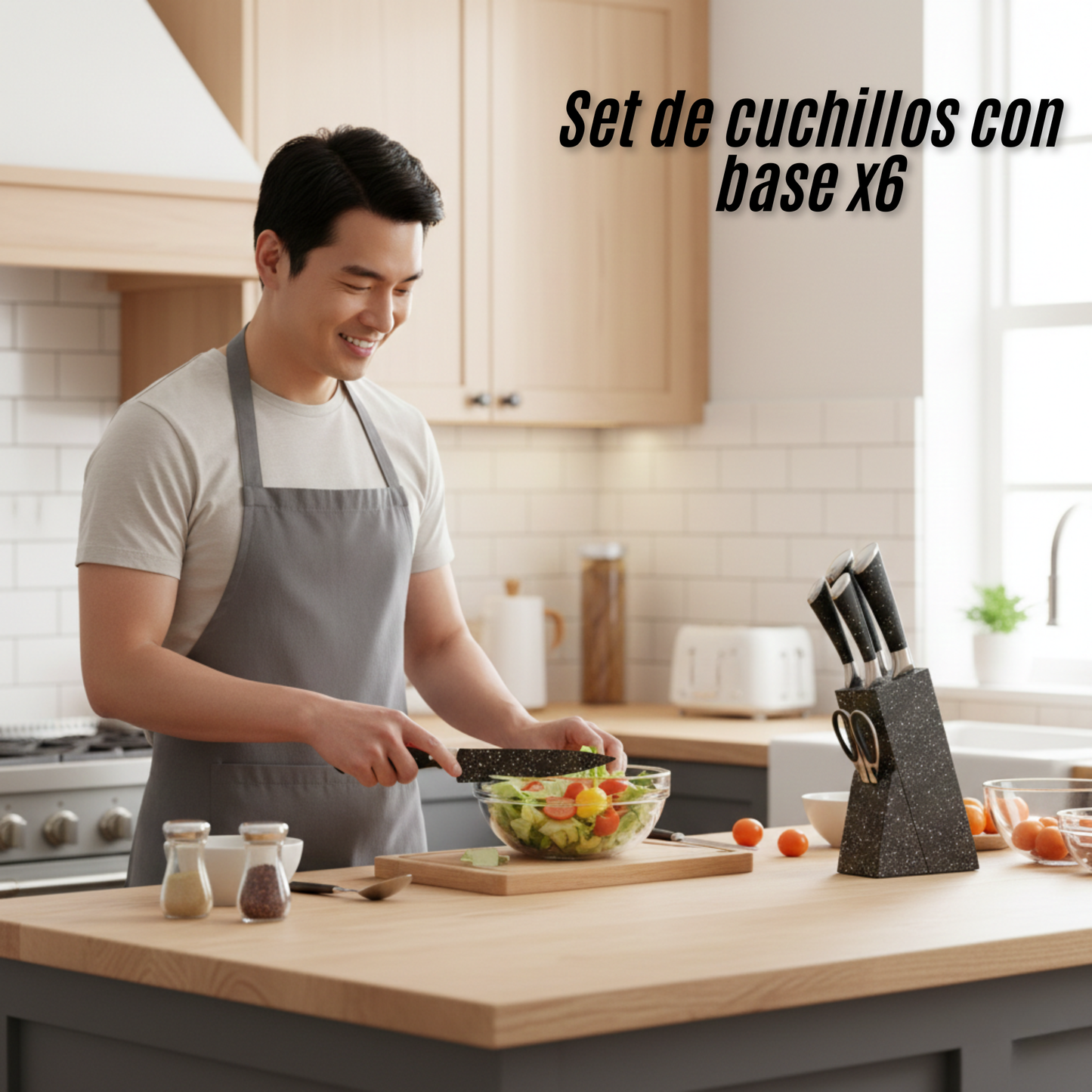 Set de cuchillos con base x6