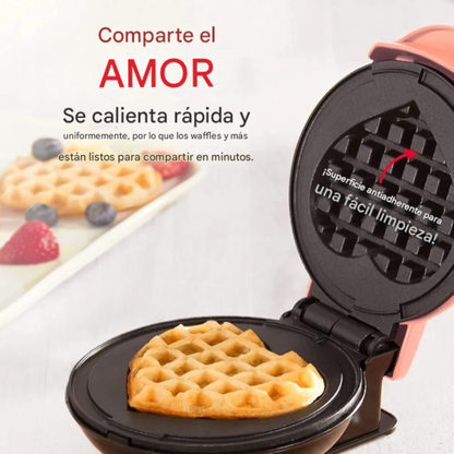 Mini Waflera Eléctrica Antiadherente Forma De Corazón