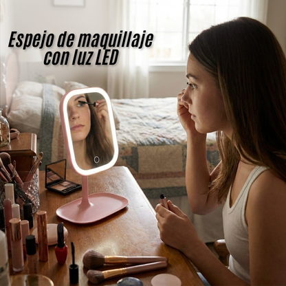 Espejo de maquillaje con luz LED