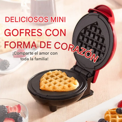 Mini Waflera Eléctrica Antiadherente Forma De Corazón