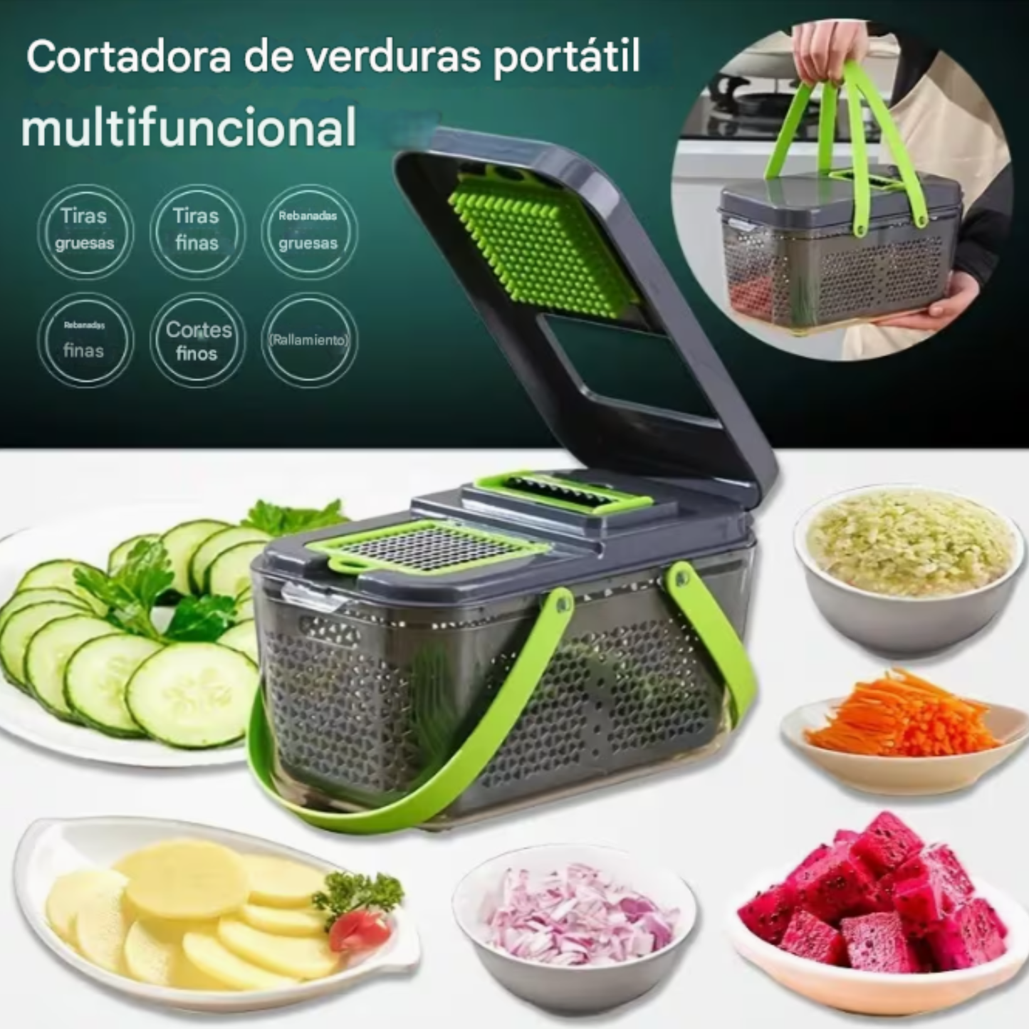 Picadora de alimentos manual de 22 piezas