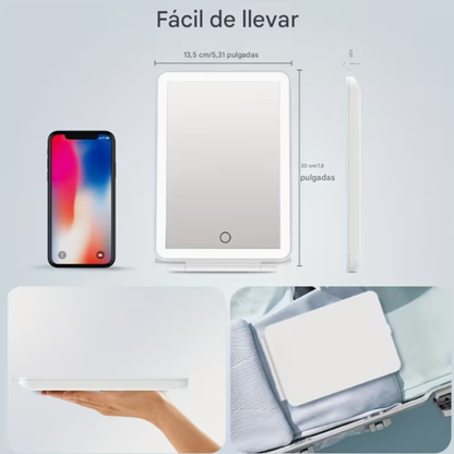 Espejo de Maquillaje Recargable para Viaje