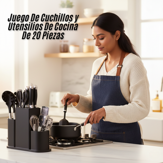 Juego De Cuchillos y Utensilios De Cocina De 20 Piezas