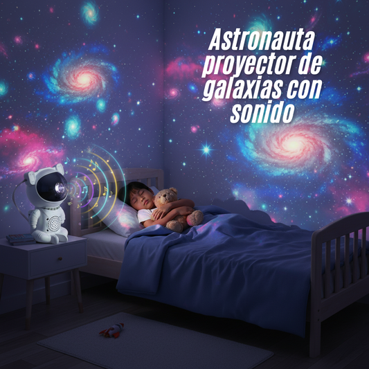 Astronauta proyector de galaxias con sonido