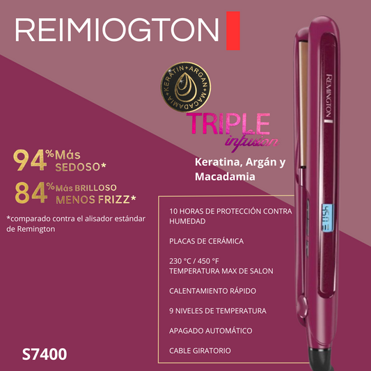 Plancha para cabello triple infusión