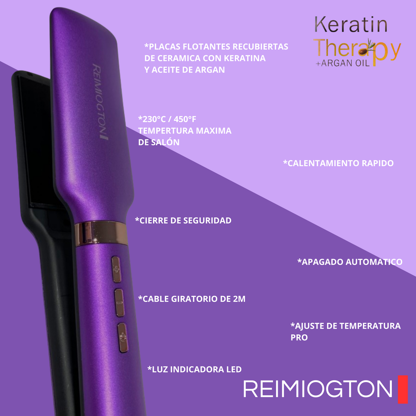 Plancha Cabello Keratin Therapy Argan Oil