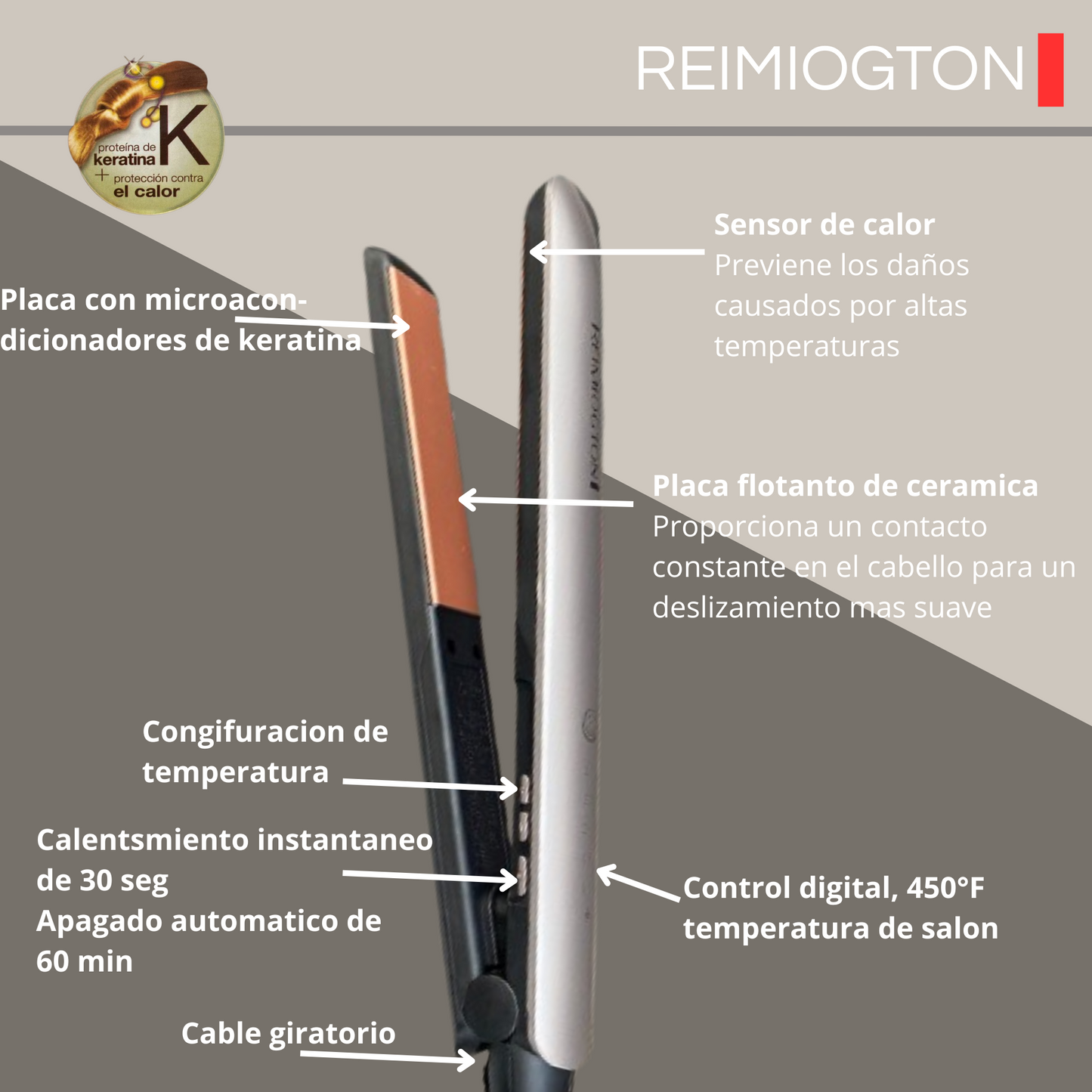 Plancha Alisador de cabello  Keratina