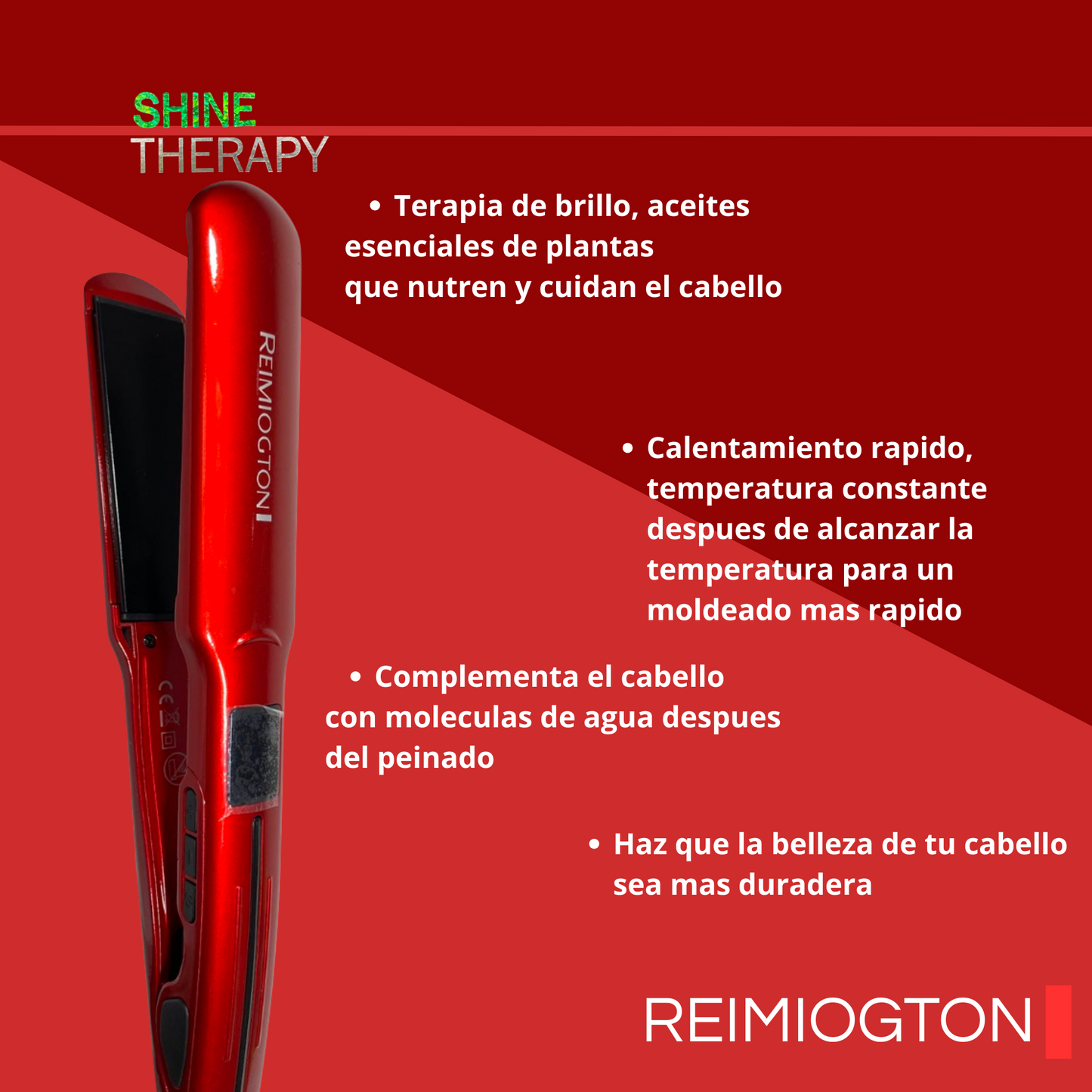 Plancha para cabello, con protector de color