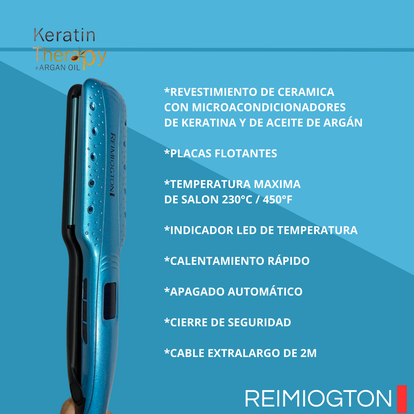 Plancha Cabello Keratin Therapy Argan Oil